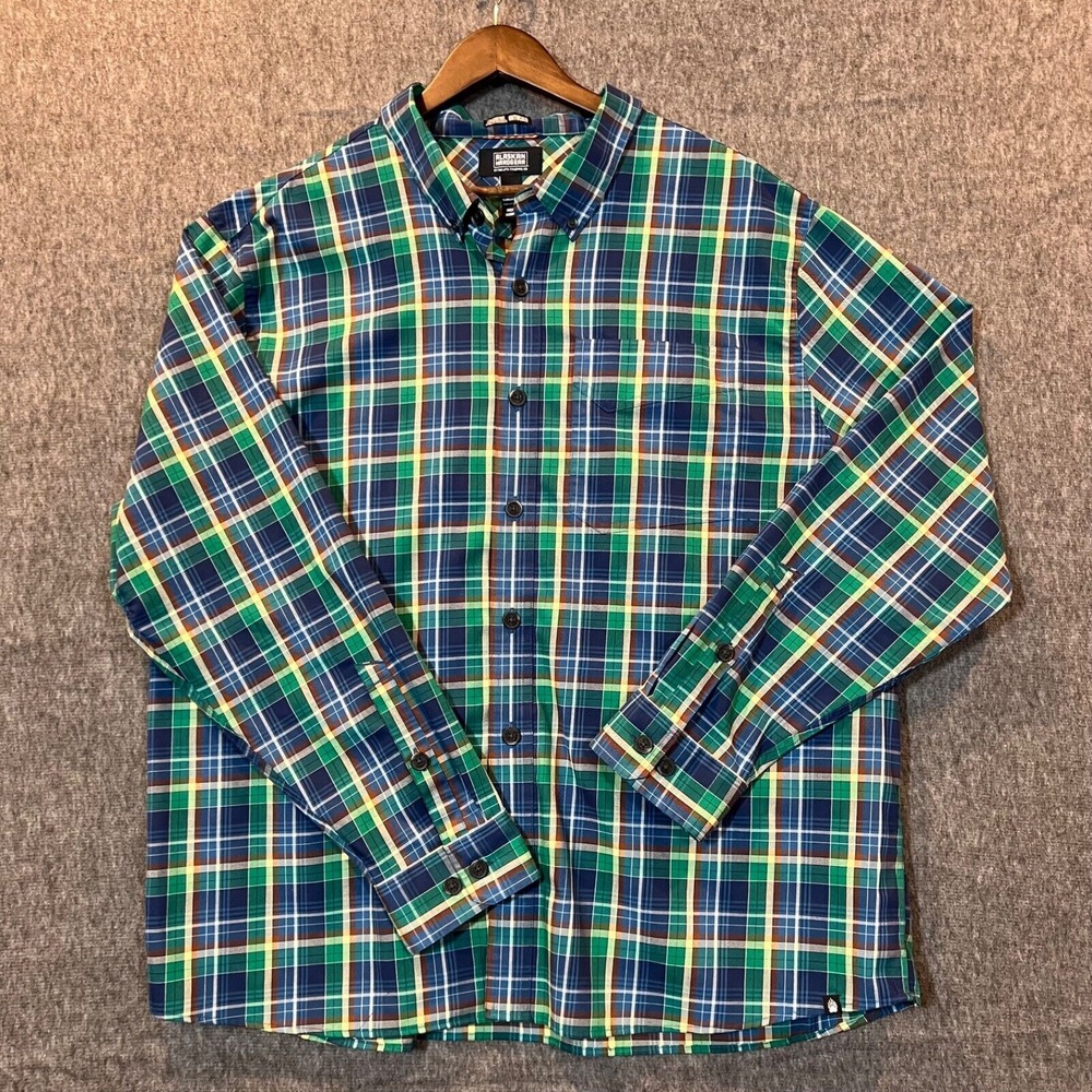 Duluth Trading Alaskan Hardgear‎ Button Up Shirt Mens 2xl Plaid Green Untucked